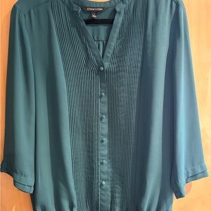 41 Hawthorn Teal Pleated Button-Front Blouse